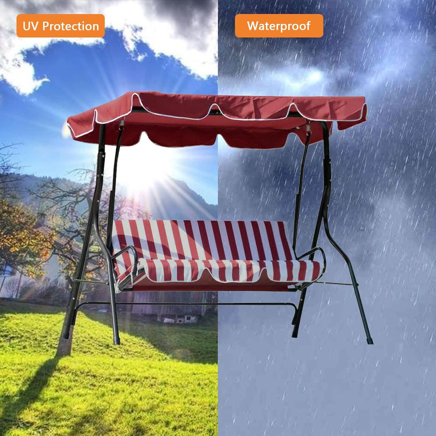 Toldo de repuesto para columpio, cubierta superior impermeable para columpio, cubierta de toldo de jardín para jardín al aire libre, patio, parque,
