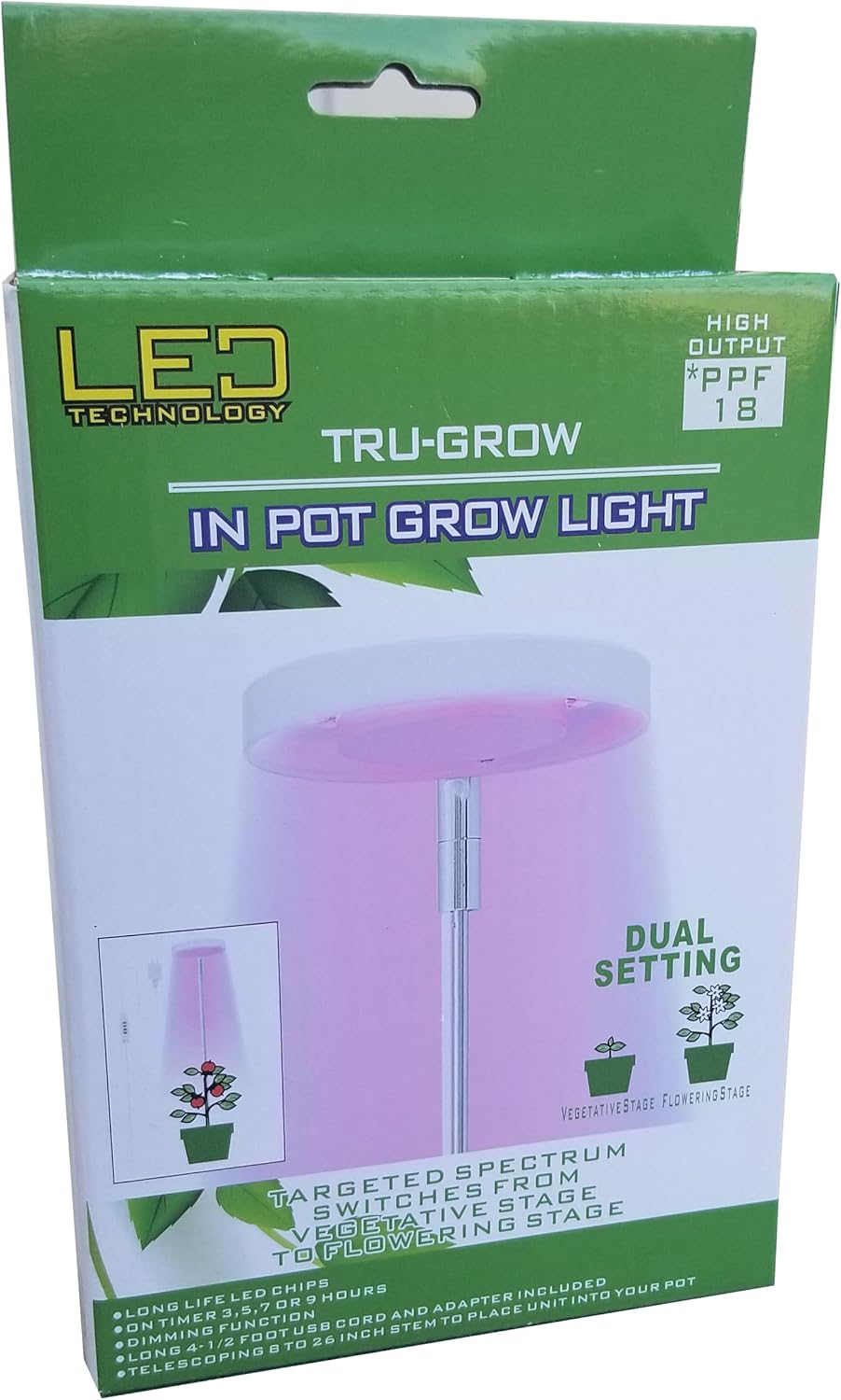 Luz LED de 10 W en maceta, espectro específico para un mejor crecimiento, doble ajuste vegetativo y floración. Puedes cultivar plantas al aire libre