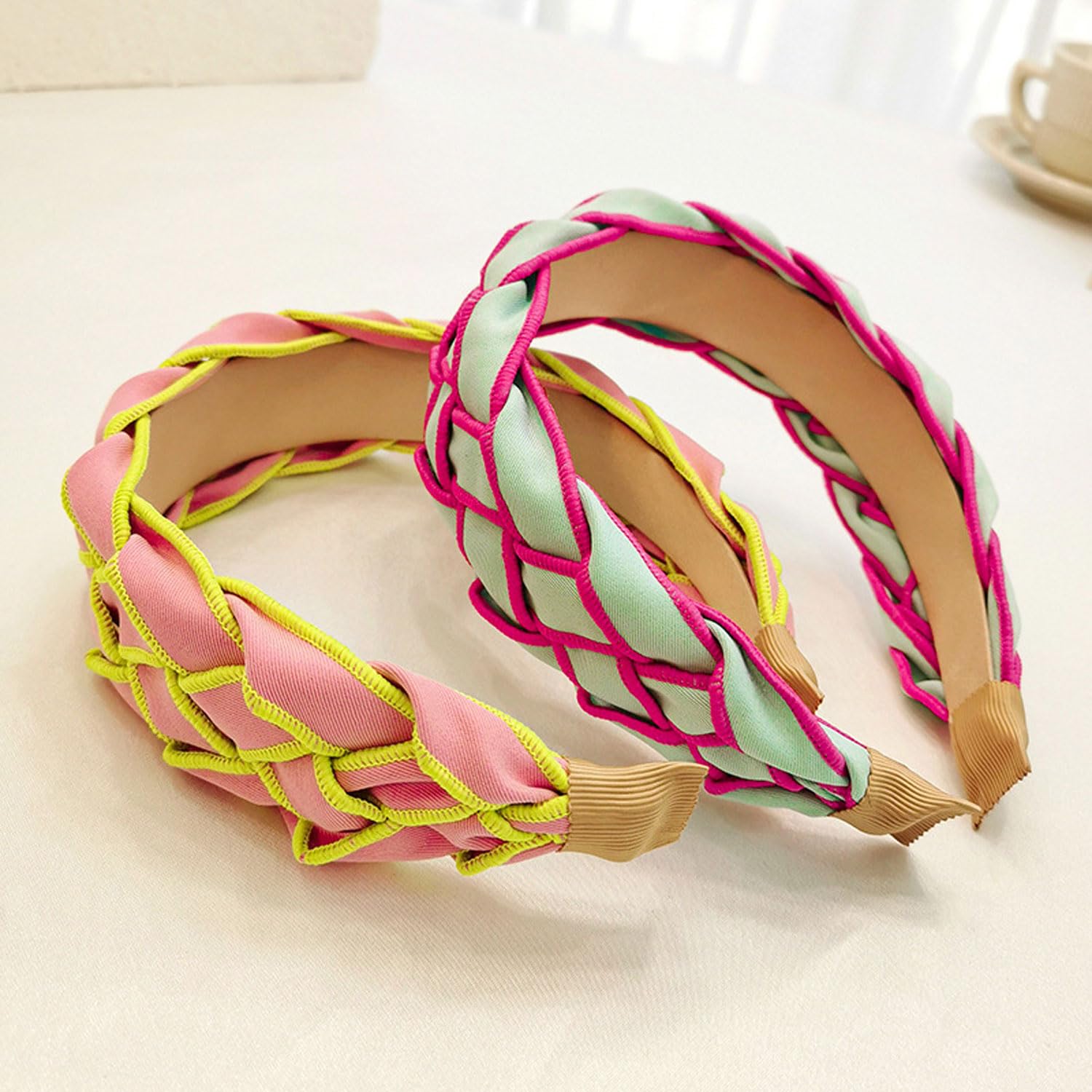 Diadema de moda para mujer, anudada con joyas, adorno de cristal, banda para el pelo mixta, accesorios de nailon para el cabello para niñas (beige)