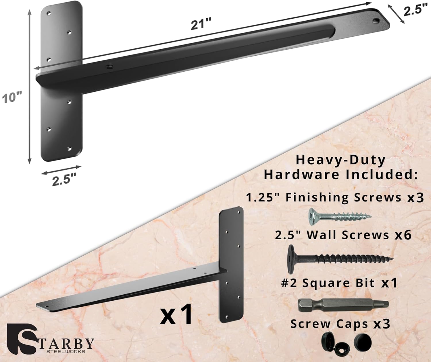 Starby Soporte de granito flotante de alta resistencia  Soporte en T de alta calidad para estanterías voladizas  Soporte fuerte e invisible para