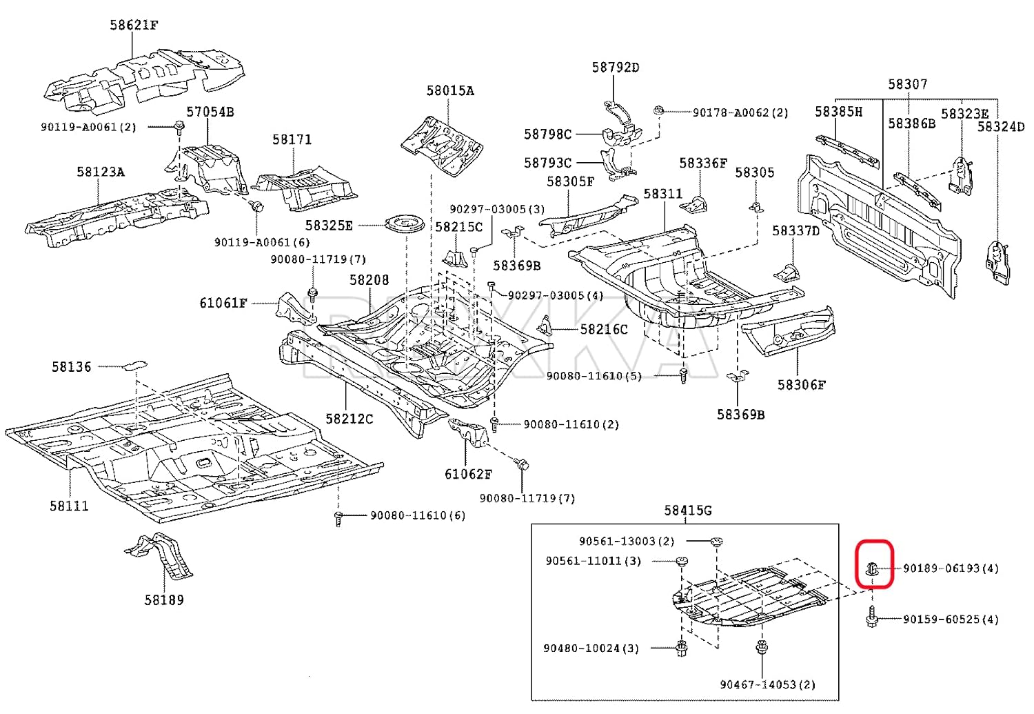 Rexka 40 unids Soporte de parachoques delantero Splash Shield debajo de la cubierta Nylon Tuerca Ojal M5.5 Tornillo 90189-06193 para Toyota Lexus