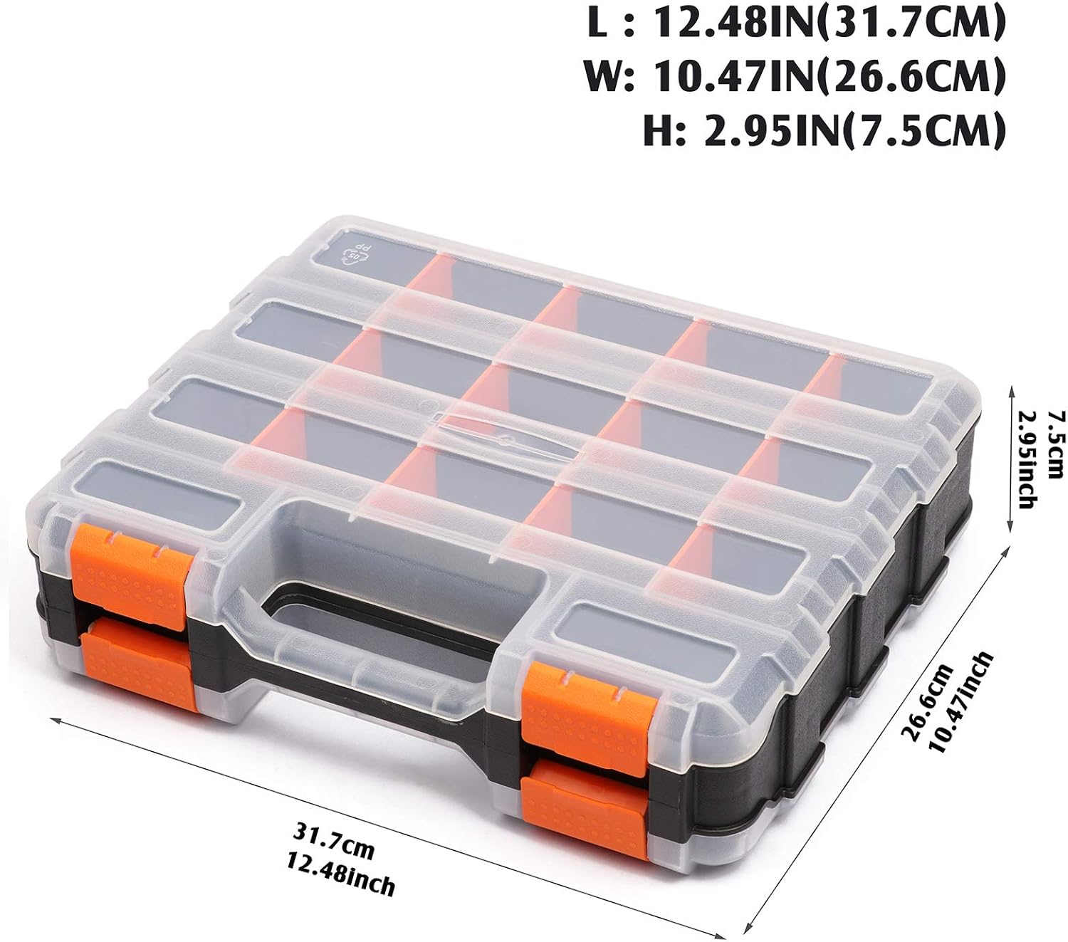 MIXPOWER Organizador de doble cara de 34 compartimentos con polímero resistente a los impactos y separadores de plástico extraíbles personalizables,