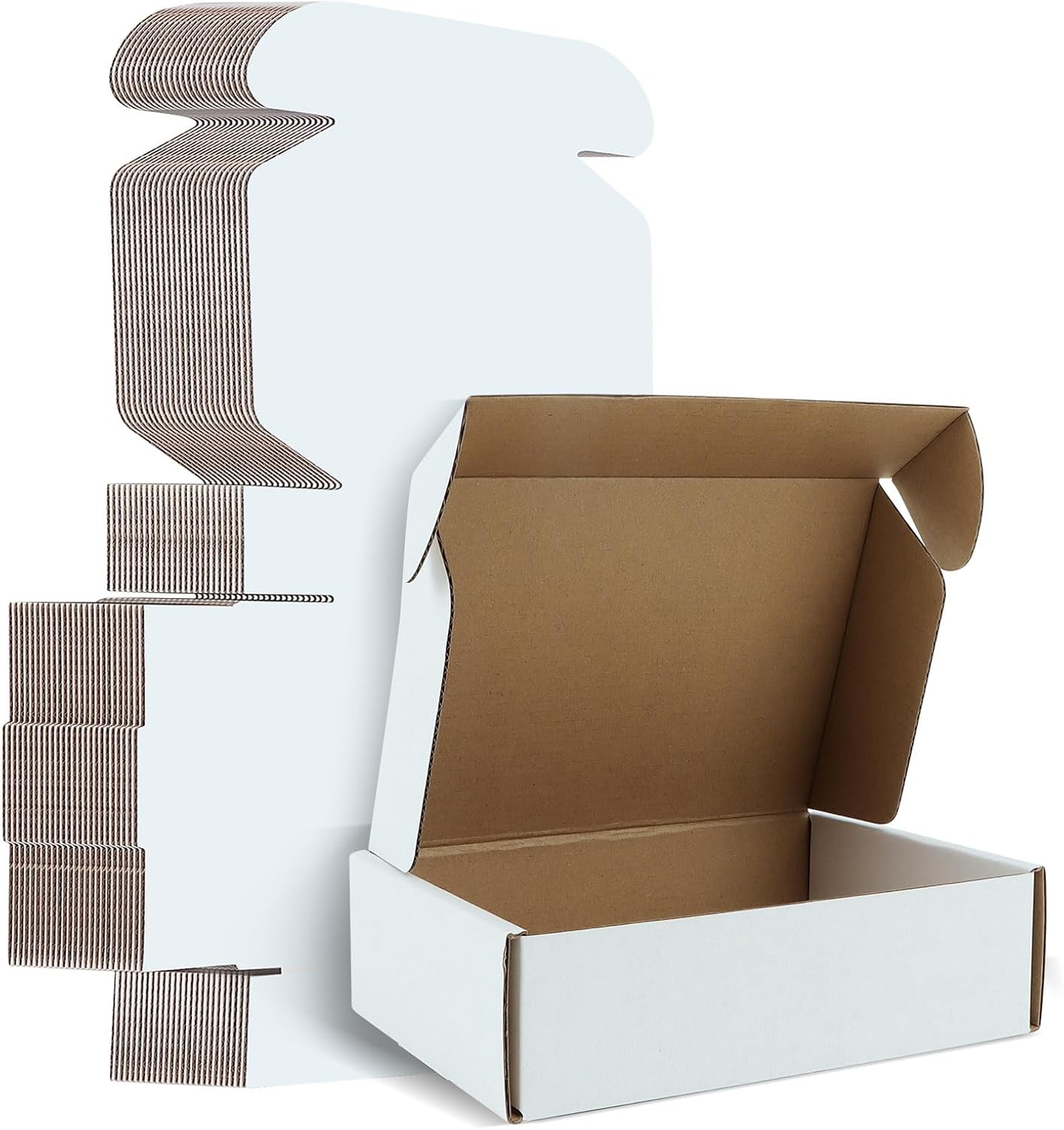 Paquete de 25 cajas de envío de 9 x 6 x 2 pulgadas para pequeñas empresas, cajas de cartón corrugado blanco para envío de correo, cajas de cartón