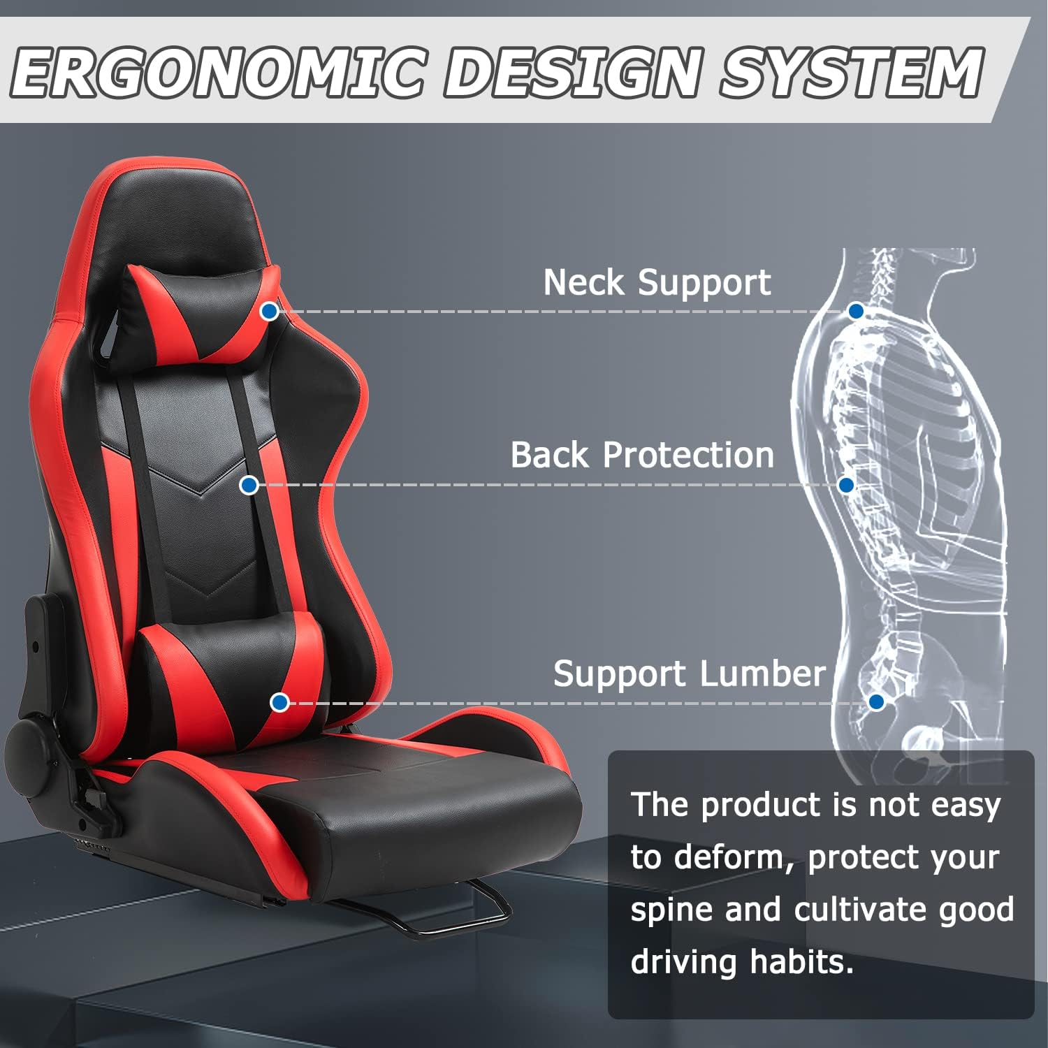 Minneer Carga de asiento de carreras de doble bloqueo, 400 libras, ángulo ajustable, cómoda, transpirable, ergonómica, silla de juegos de vuelo,