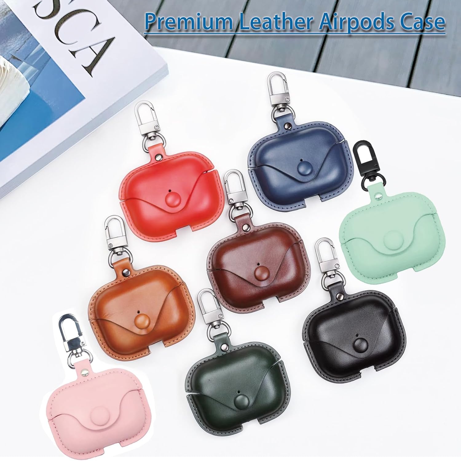 AirPods 3 Funda de cuero para Apple AirPods de 3 generación de moda, funda negra con cierre a presión, funda de carga (negro)