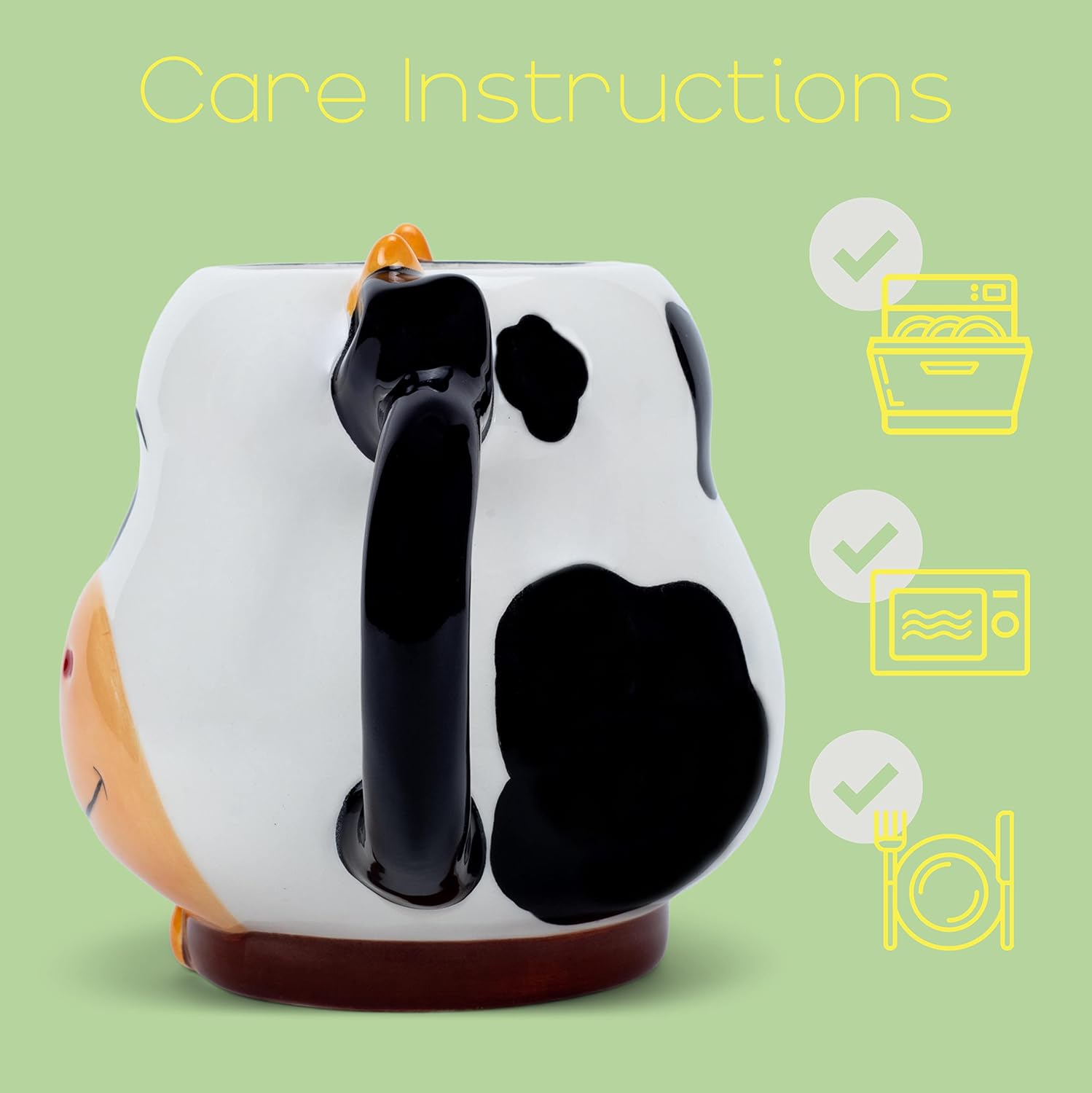 100 North ESNCHMG-CW – Taza de té de cerámica brillante con diseño de vaca manchada en blanco y negro de 18 onzas para tu bebida matutina favorita