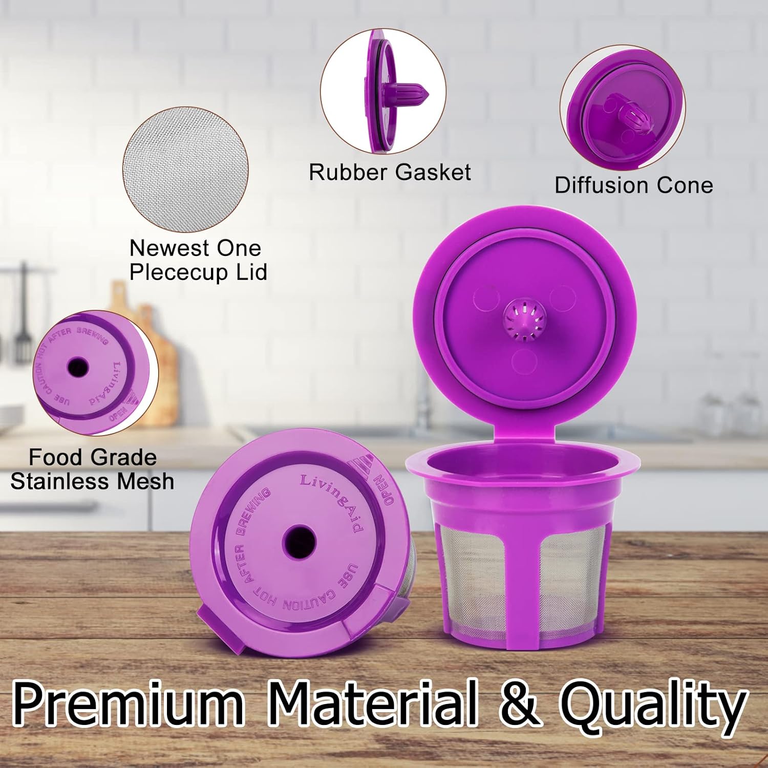 MaxRona – Tazas K reutilizables para Keurig 2.0 y 1.0, paquetes de 8 cápsulas de café reutilizables universales, filtro de café K Cups recargables