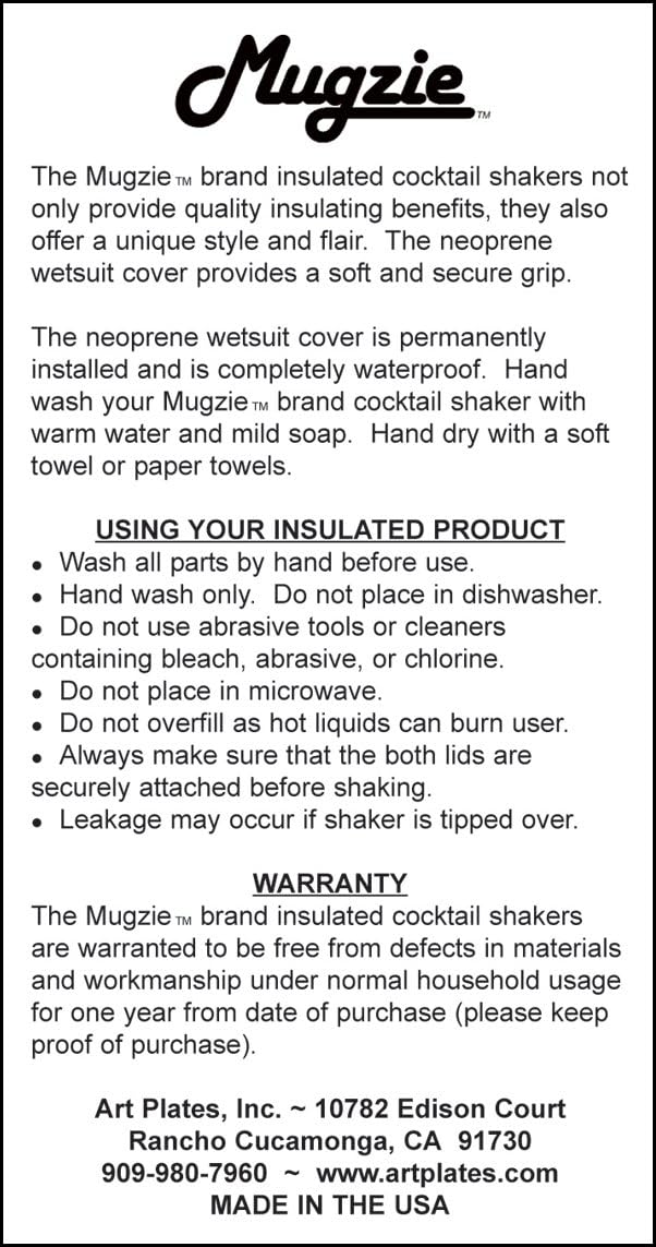 Mugzie “Paisley Skulls” – Coctelera con funda aislante para traje de neopreno, 16 onzas, color negro