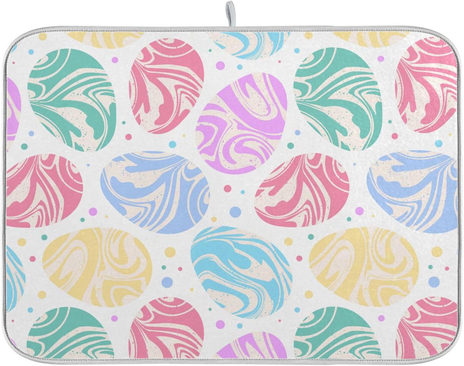 Colorful Marbled Easter Eggs Dish Drying Mat Washnable Absorbent Drying Mat Kitchen Counter Countertop Drying Mat Tapete Para Cocina 16” x 18”
