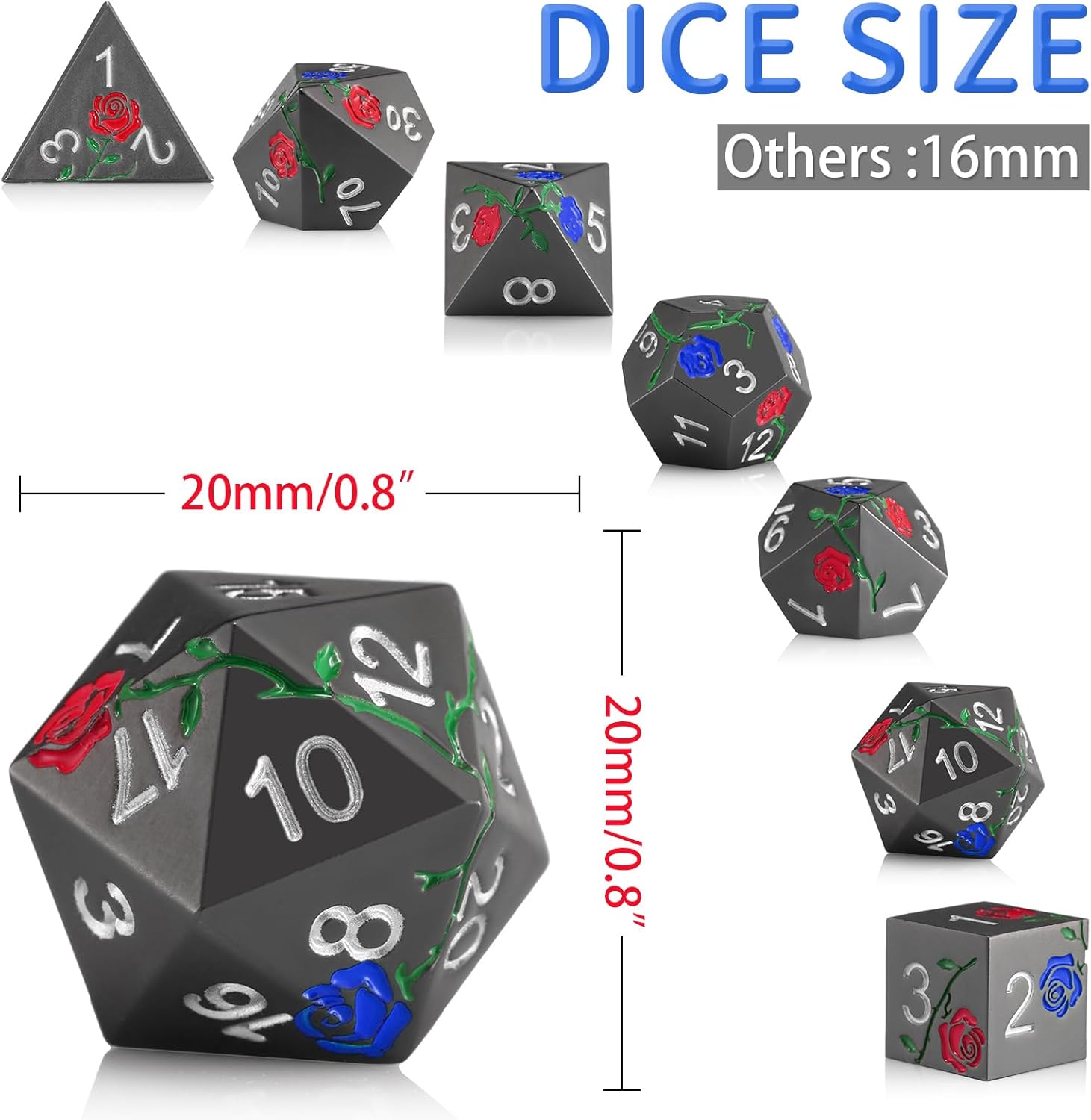 DND – Juego de dados de metal, juego de dados poliédricos de color rosa D&D, perfecto en caja de metal de regalo para juegos de rol DND Dungeons and