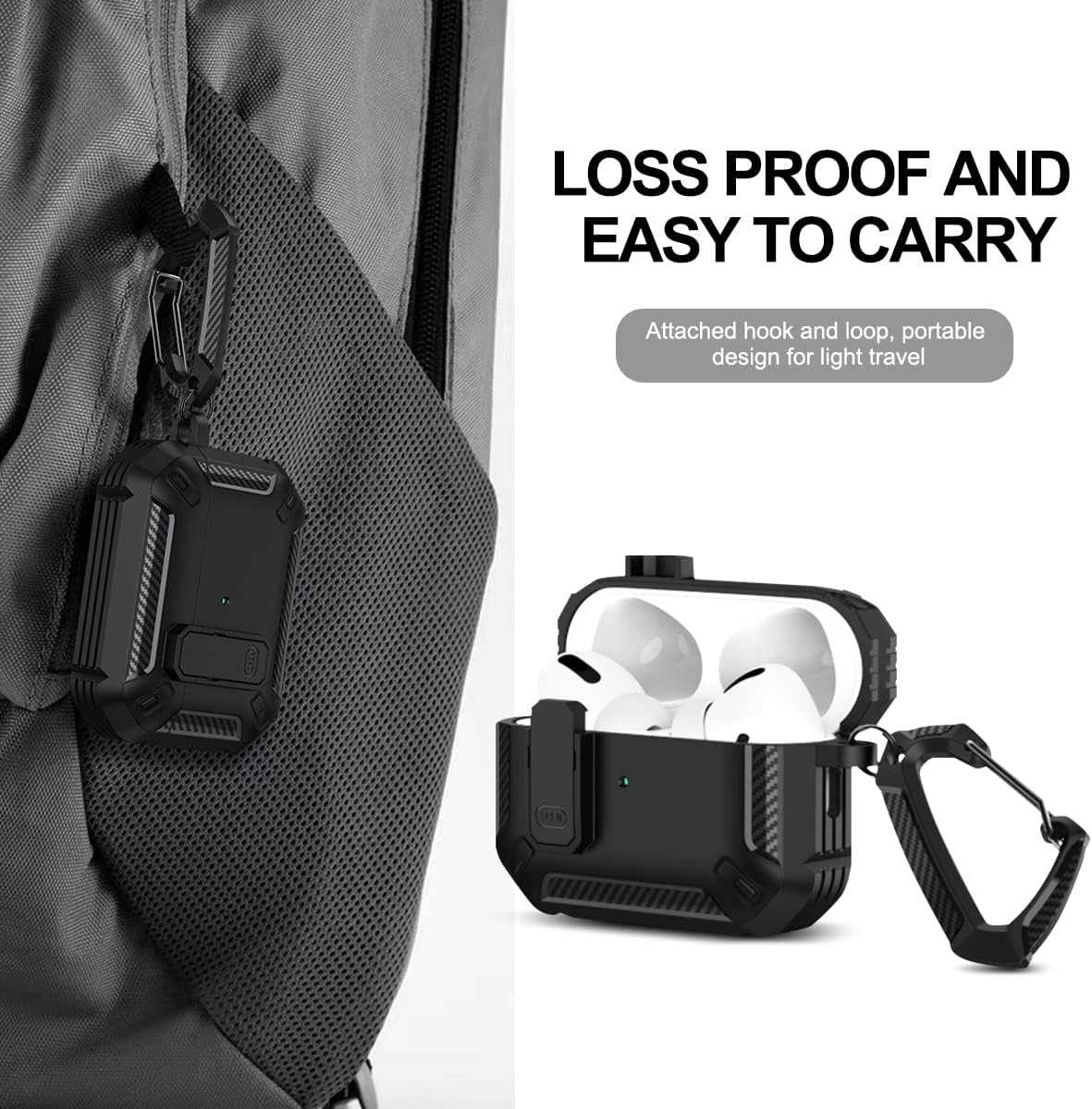 HARMARK Funda diseñada para Airpods Pro de 2 generación (2023), a prueba de golpes, funda para AirPods Pro 2 para hombres y mujeres, con bloqueo y