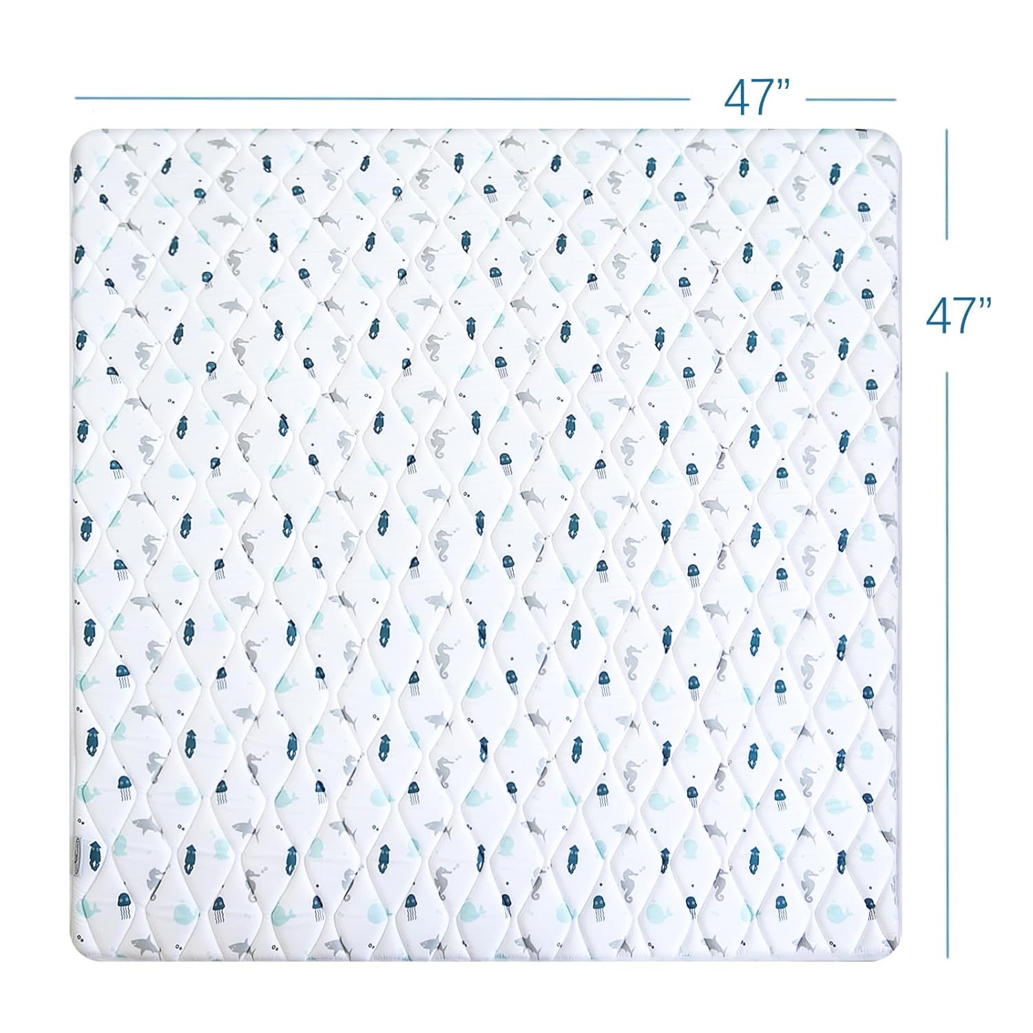 Tapete de juego de espuma prémium para bebés de 47 x 47 pulgadas, tapete de juego para bebés y niños pequeños, tapete grueso de una sola pieza,
