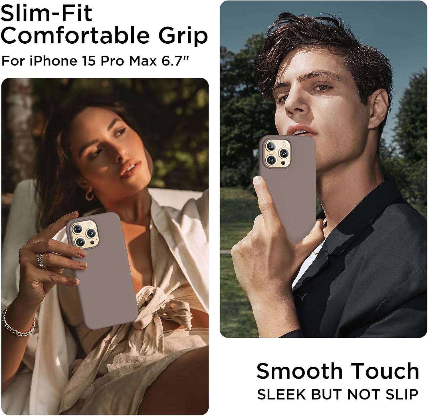 Compatible con iPhone 15 Pro Max, funda de silicona líquida, cuerpo completo, funda protectora a prueba de golpes, delgada funda para teléfono con