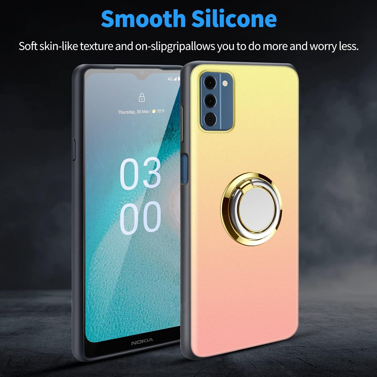 Funda para Nokia G300 Funda Ocultar Telescópica Plegable Kickstand Cubierta Protectora a Prueba de Golpes con 1 Protector de Pantalla Esquinas