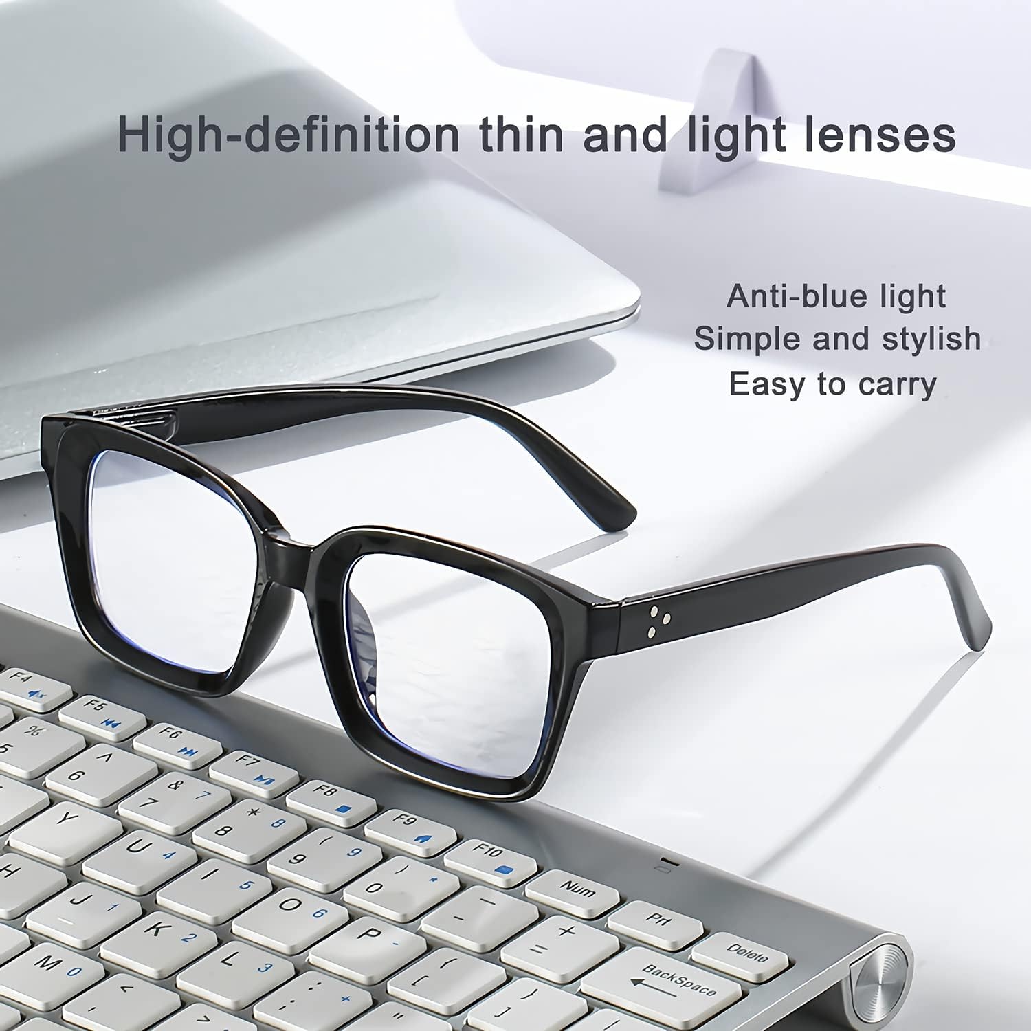 Gafas de lectura cuadradas con bisagra de resorte retro para mujer, con bloqueo de luz azul, para computadora y hombres