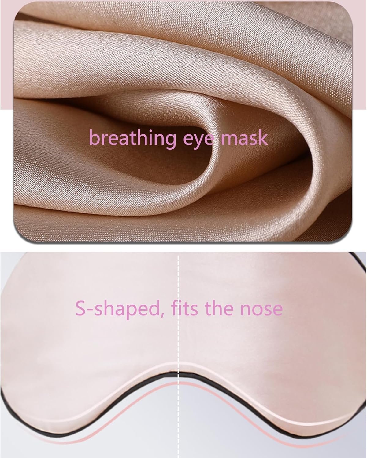 aoozleny 19 Momme – Mascarillas para dormir de seda de morera 100 % pura, relleno de seda de morera pura, sombra de ojos de lujo con correa