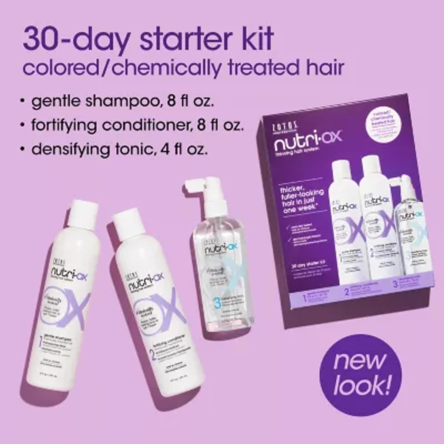 NUTRI-OX Kit de inicio para cabello adelgazante teñido  Cabello más grueso y de aspecto más completo  Menta  Probado clínicamente y