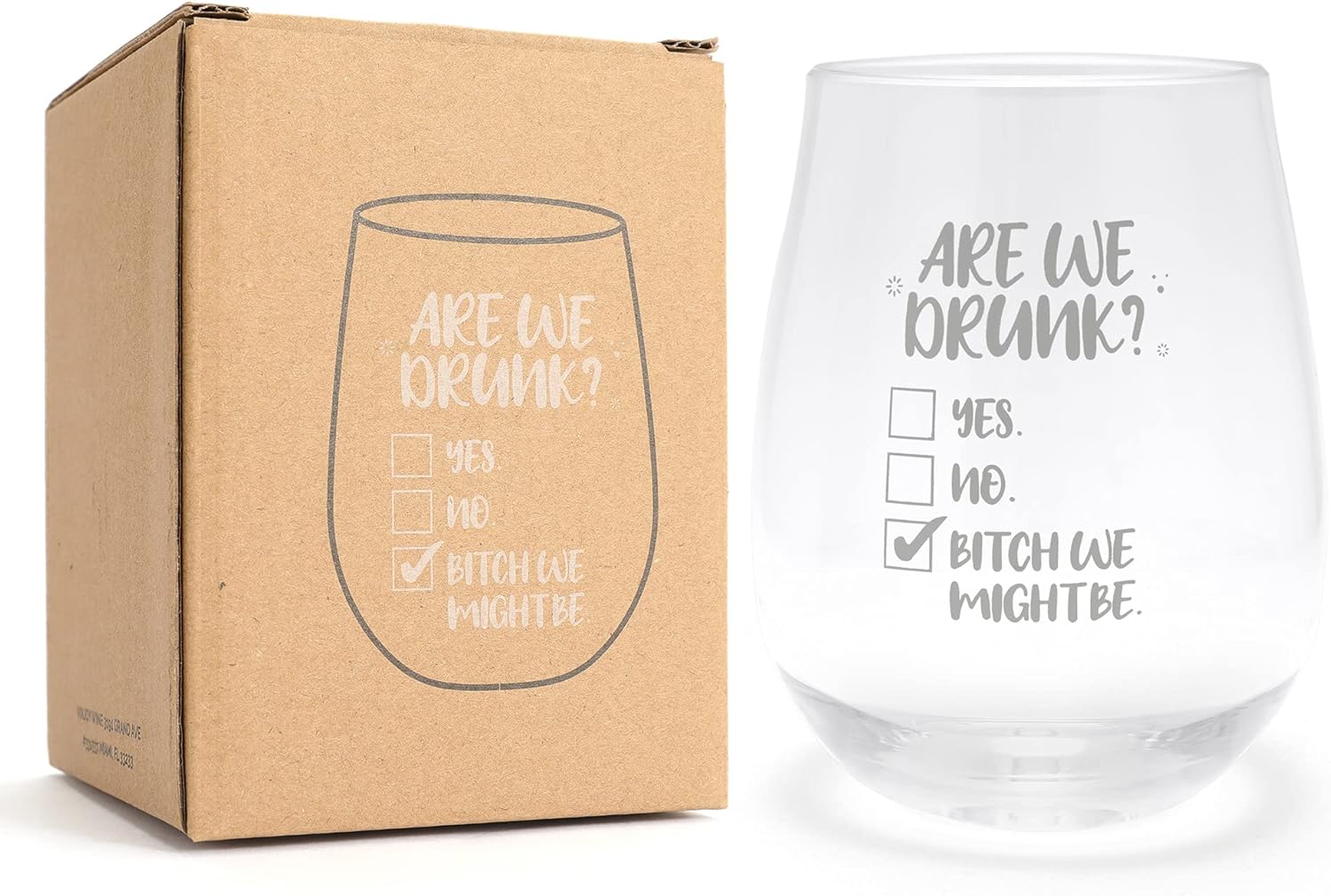 Are We Drunk We Might Be Unbreakable Copa de vino para despedida de soltera, regalos de cumpleaños de taza transparente, regalos divertidos para
