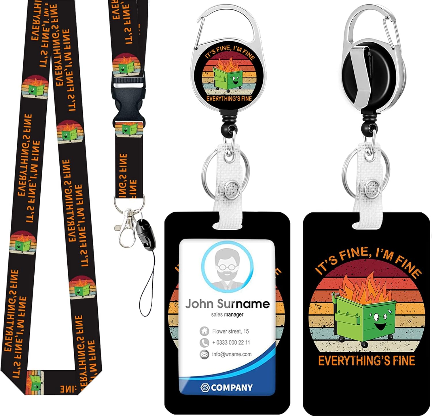 Soporte para tarjetas de identificación con cordón, bonito portatarjetas retráctil, etiqueta de identificación, protector vertical, clips para