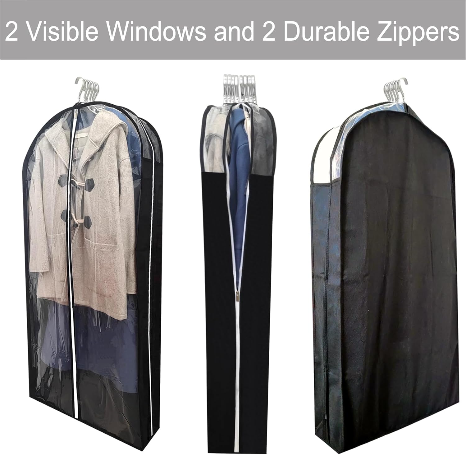Bolsas de vestir para vestidos largos con refuerzo de 6.3 pulgadas, bolsas transparentes de 50 pulgadas a prueba de polillas para colgar ropa,