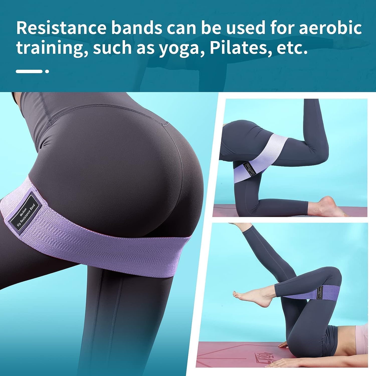 Juego de bandas de resistencia portátiles para piernas y cadera, 3 niveles de resistencia, bandas de peso de entrenamiento con diseño