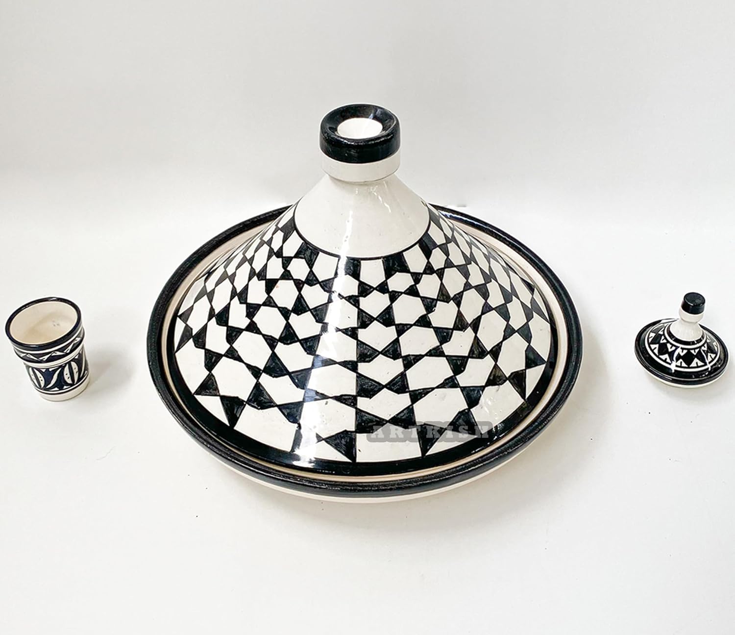 Moroccan Tagine Cooking Pot – Handcrafted Ceramic Artistry Tajin – Large Hand Painted Tajine for Serving and Cooking  Traditional Pottery Dishware