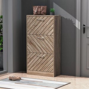 Zapatero con 3 cajones abatibles, organizador de almacenamiento de zapatos con estante de 2 niveles para entrada, organizador de almacenamiento Zapatero con 3 cajones abatibles, organizador de almacenamiento de zapatos con estante de 2 niveles para entrada, organizador de almacenamiento