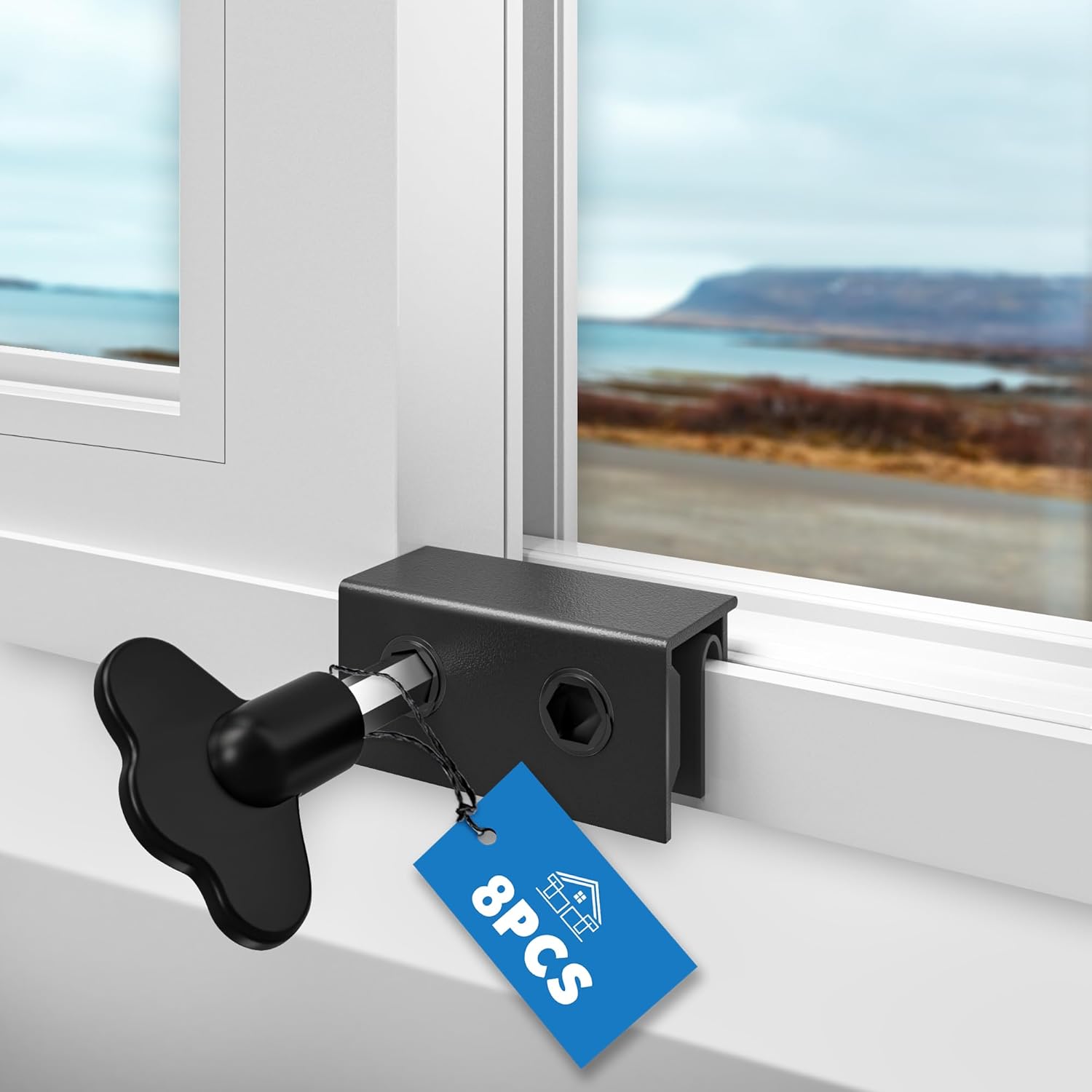 8 juegos de cerraduras de ventana de seguridad, bloqueo de ventana deslizante de aluminio ajustable para ventanas de vidrio verticaleshorizontales,