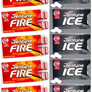 Dentyne Fire & ICE – Dentyne Fire Spicy Cinnamon (5) y Dentyne Ice Arctic Chill (5) goma de mascar sin azúcar. Total de 10 paquetes en una caja de Dentyne Fire & ICE – Dentyne Fire Spicy Cinnamon (5) y Dentyne Ice Arctic Chill (5) goma de mascar sin azúcar. Total de 10 paquetes en una caja de