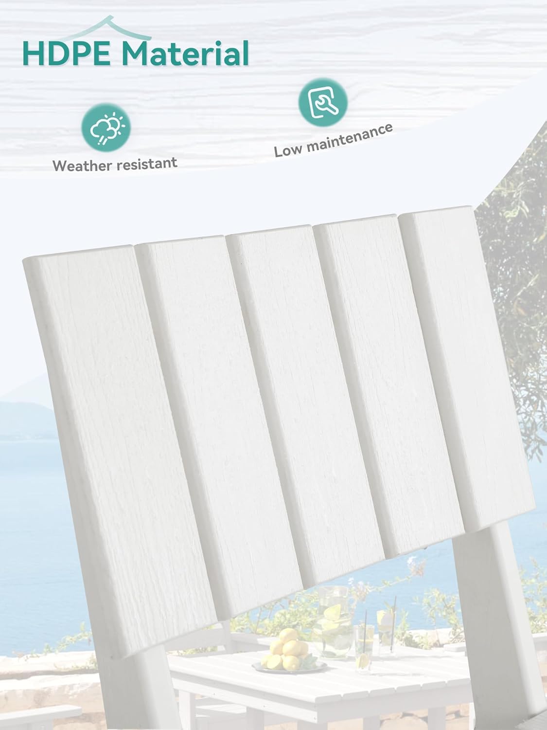 Homenjoy Juego de 2 taburetes de bar para patio, sillas Adirondack altas de polietileno de alta densidad resistentes a la intemperie, sillas
