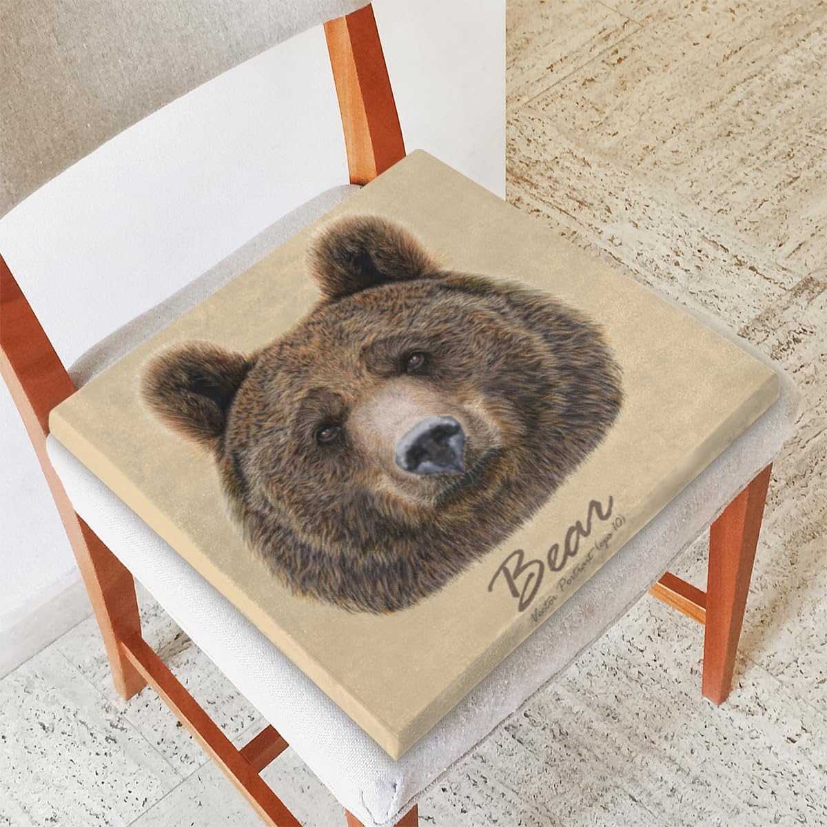 1 cojín para silla, cojín de espuma viscoelástica con diseño de oso de animal, almohadillas cuadradas extraíbles para silla de cocina, comedor,