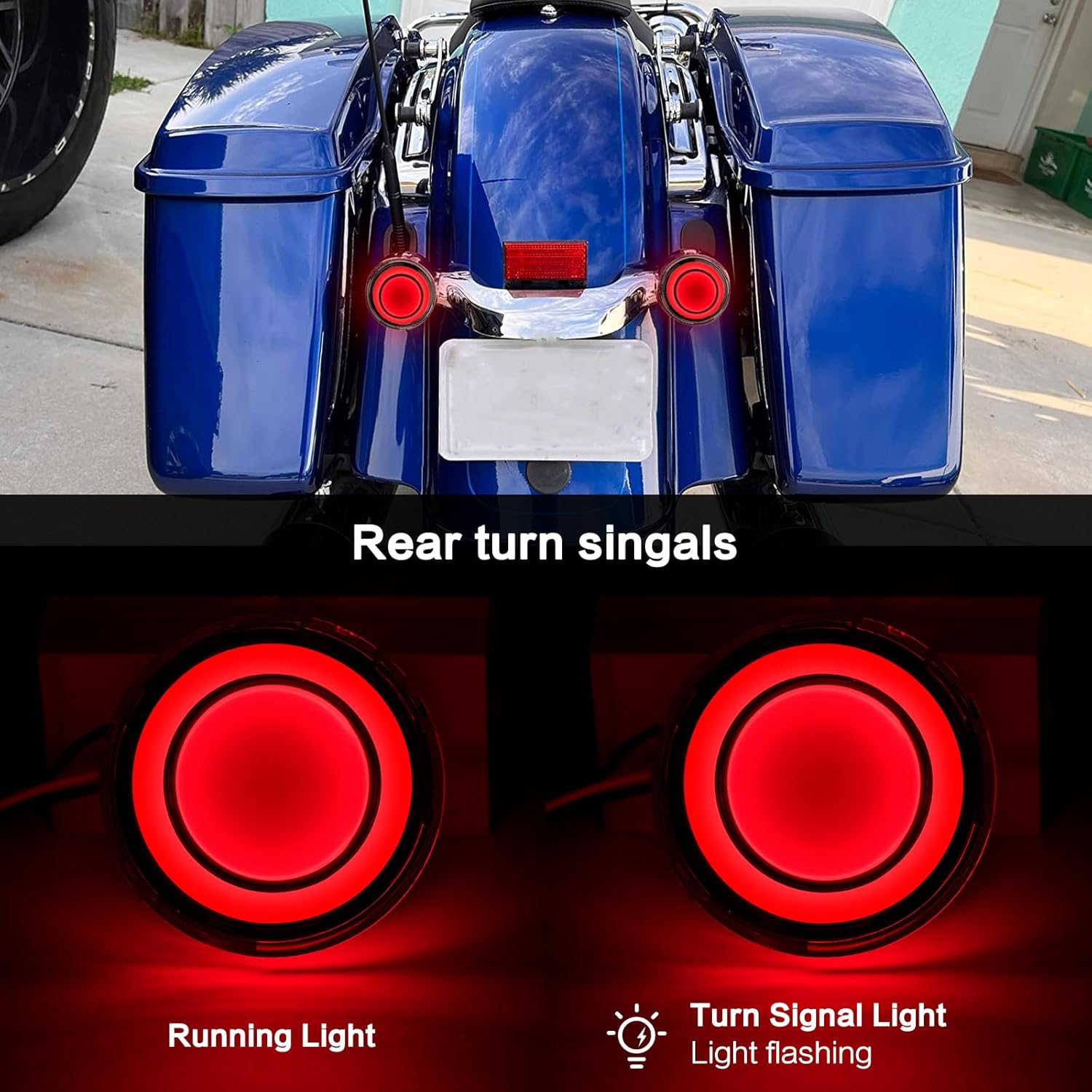 Luz de señal de giro LED 1156 para motocicleta delantera y trasera, lente ahumada de 2 pulgadas, compatible con Harley Softail Touring Dyna Fat Boy