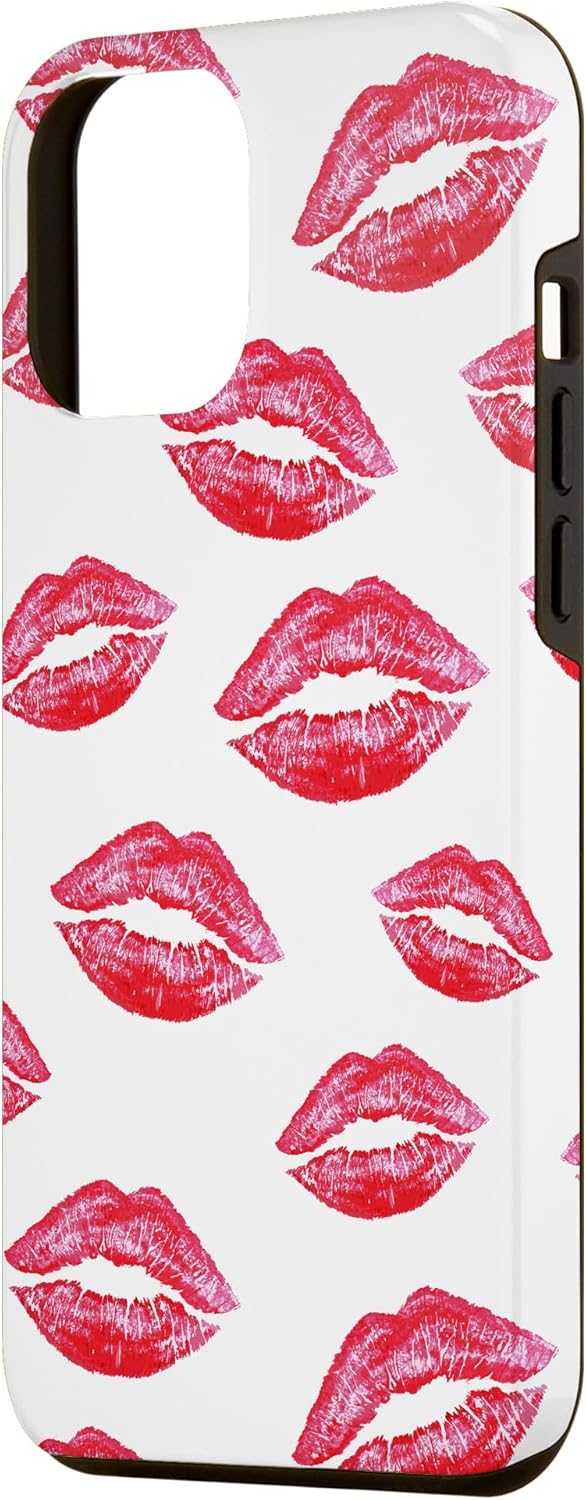 Funda de regalo para iPhone 13 Pro Max con diseño de labios rojos y rosas
