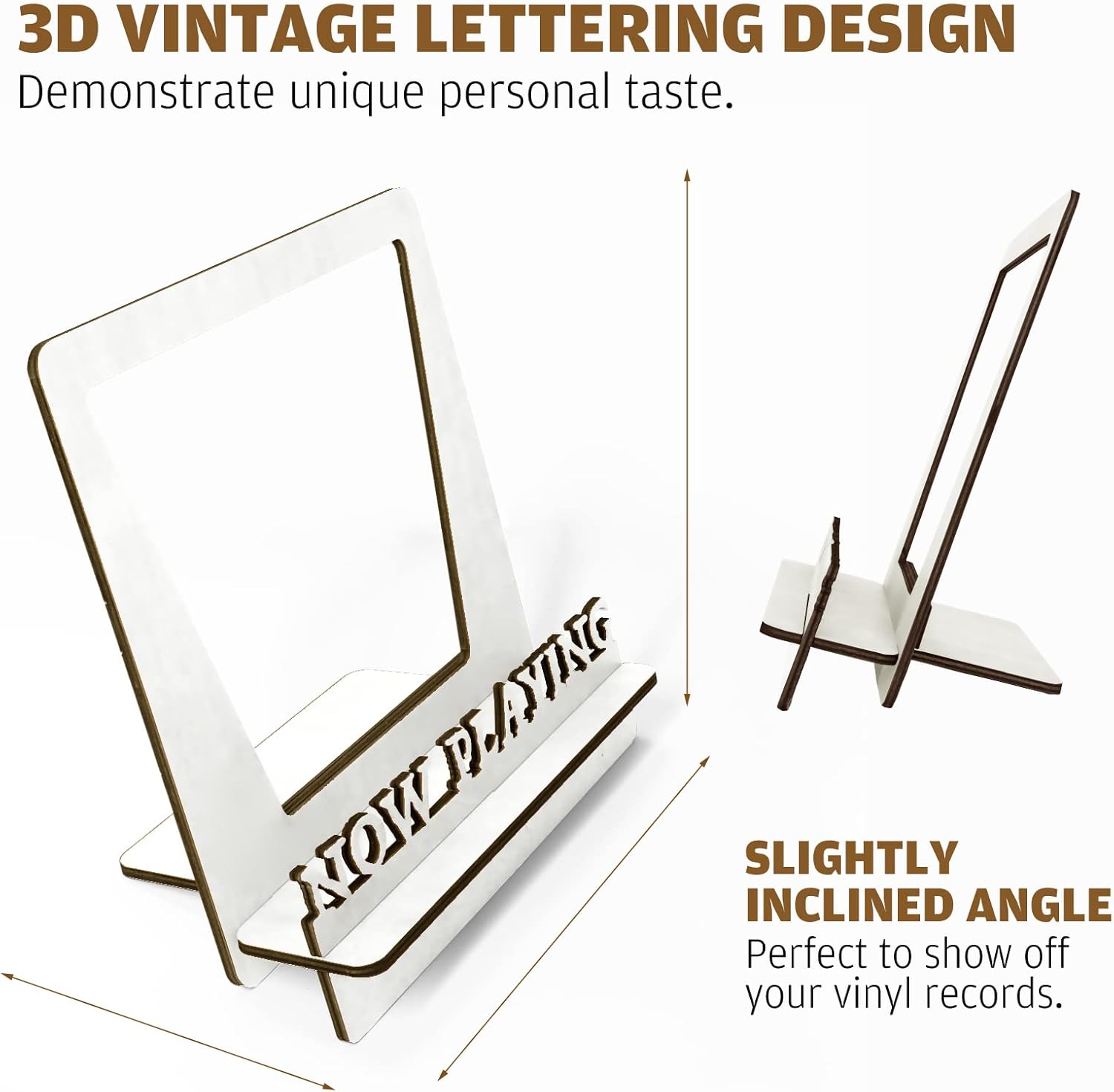 KELIFANG Now Playing – Soporte para discos de vinilo, pantalla de discos LP con diseño 3D hecho a mano, soportes de almacenamiento de madera vintage