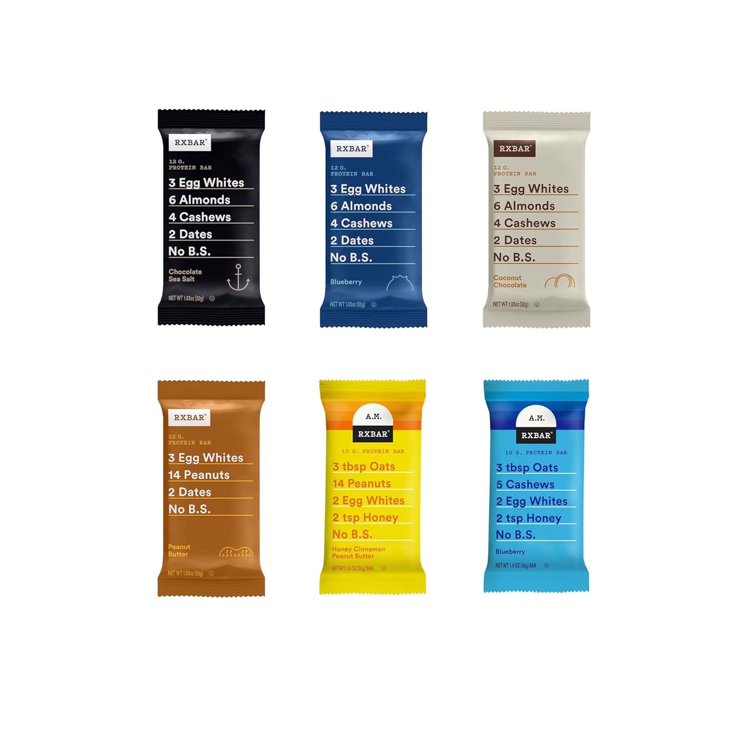 RXBAR Barras de proteínas, aperitivos de proteínas, barritas de aperitivos, paquete variado (12 barras)