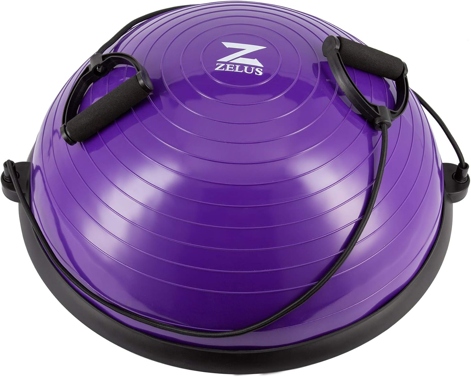 ZELUS Entrenador de pelota de equilibrio con bandas de resistencia y bomba de pie, pelota de yoga inflable para entrenamientos de gimnasio en casa,