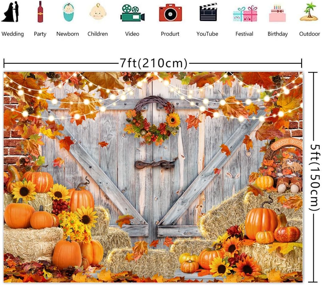Fondo de fotos de Acción de Gracias de otoño para fotografía, granja, otoño, cosecha, calabaza, hojas de arce, granero, dorr, pancarta, fondo,