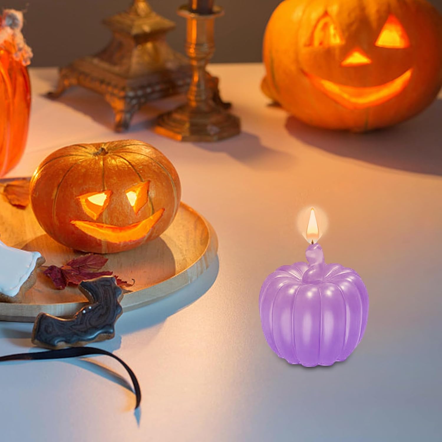 Molde de resina de calabaza, moldes de silicona para velas de Halloween, molde de fundición de resina de silicona, molde de silicona para decoración