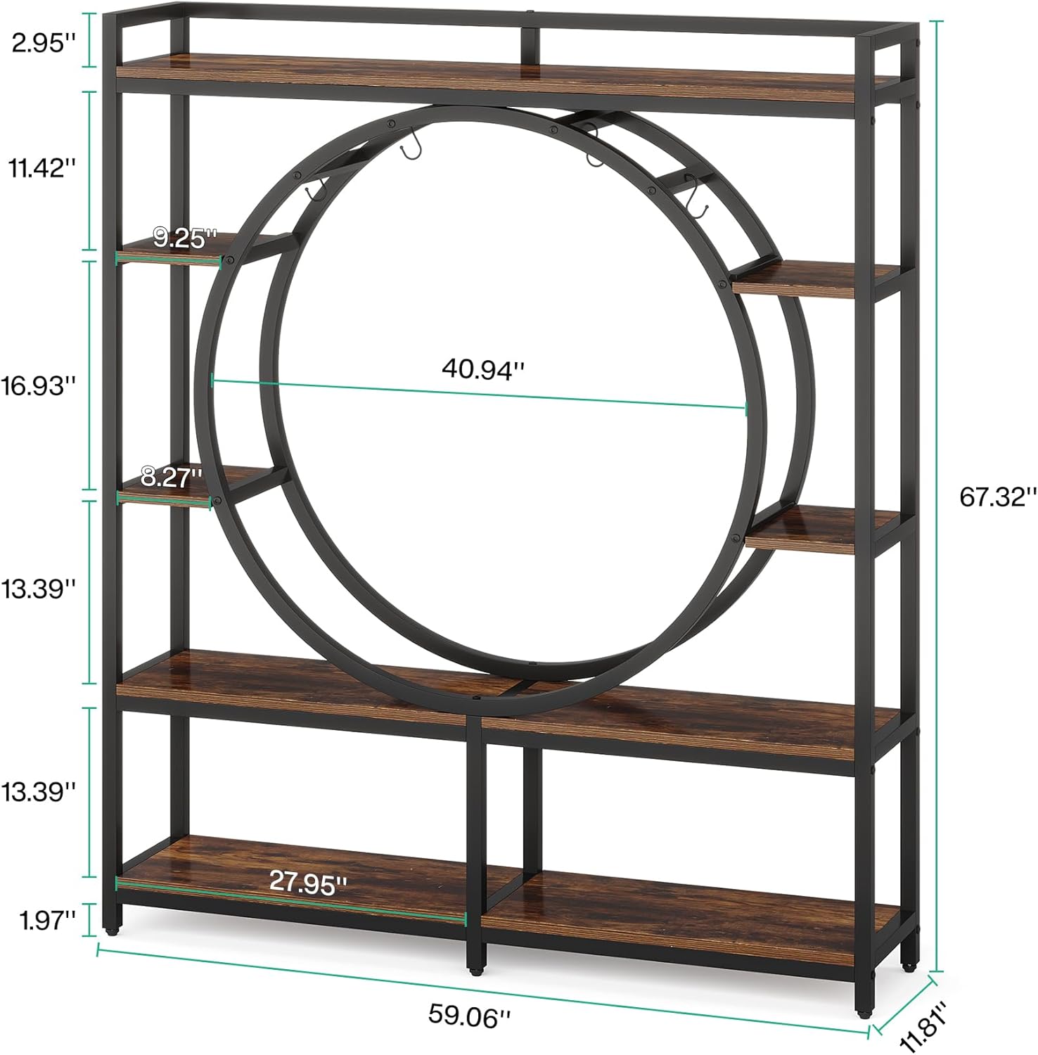 Tribesigns Soporte alto para plantas de 5 niveles para interiores, soporte de metal grande de 59 pulgadas de ancho con 4 ganchos para colgar,