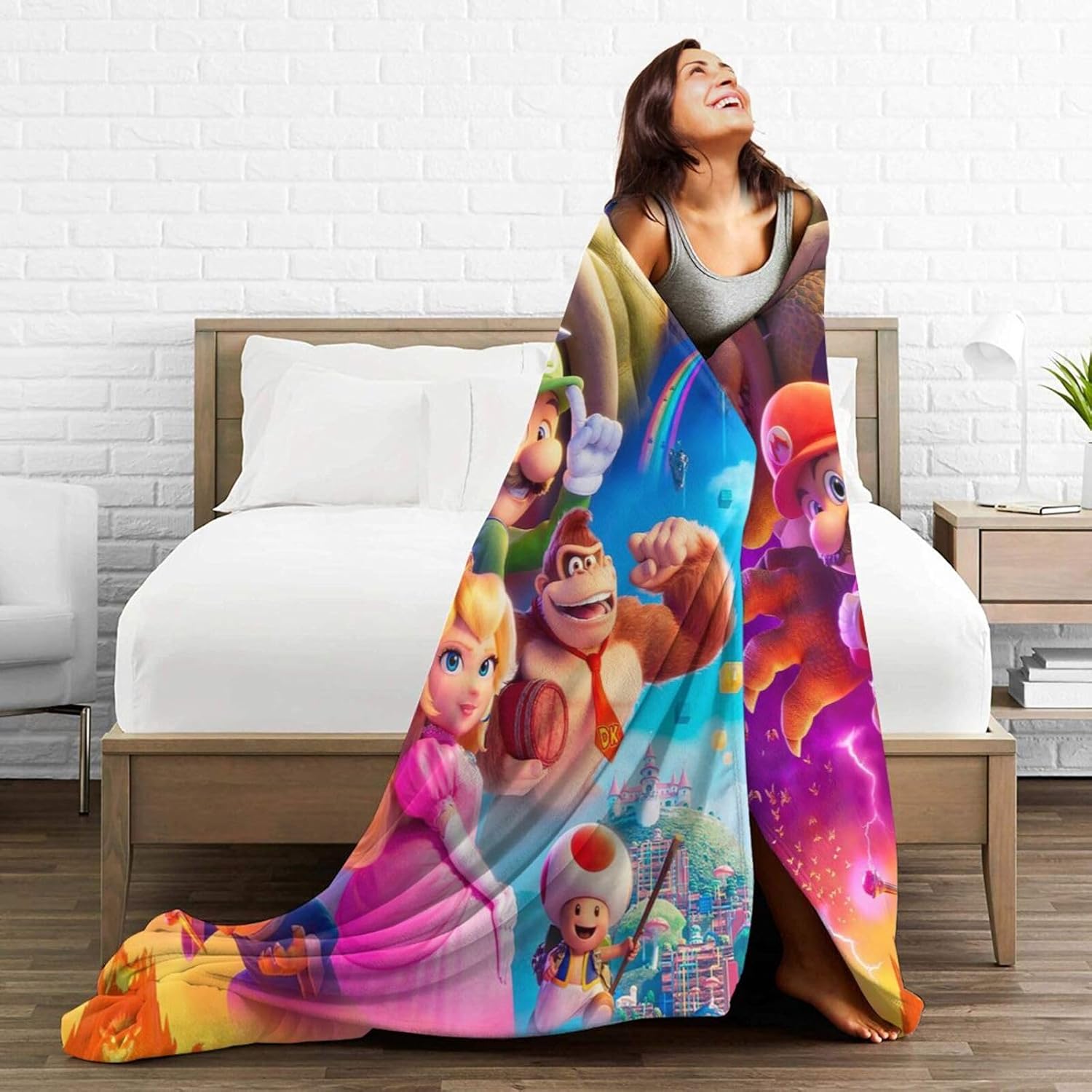 Manta súper linda de Bros para niños, bonita decoración de dibujos animados, regalos para niñas y niños, súper cálida, suave y ligera, manta de