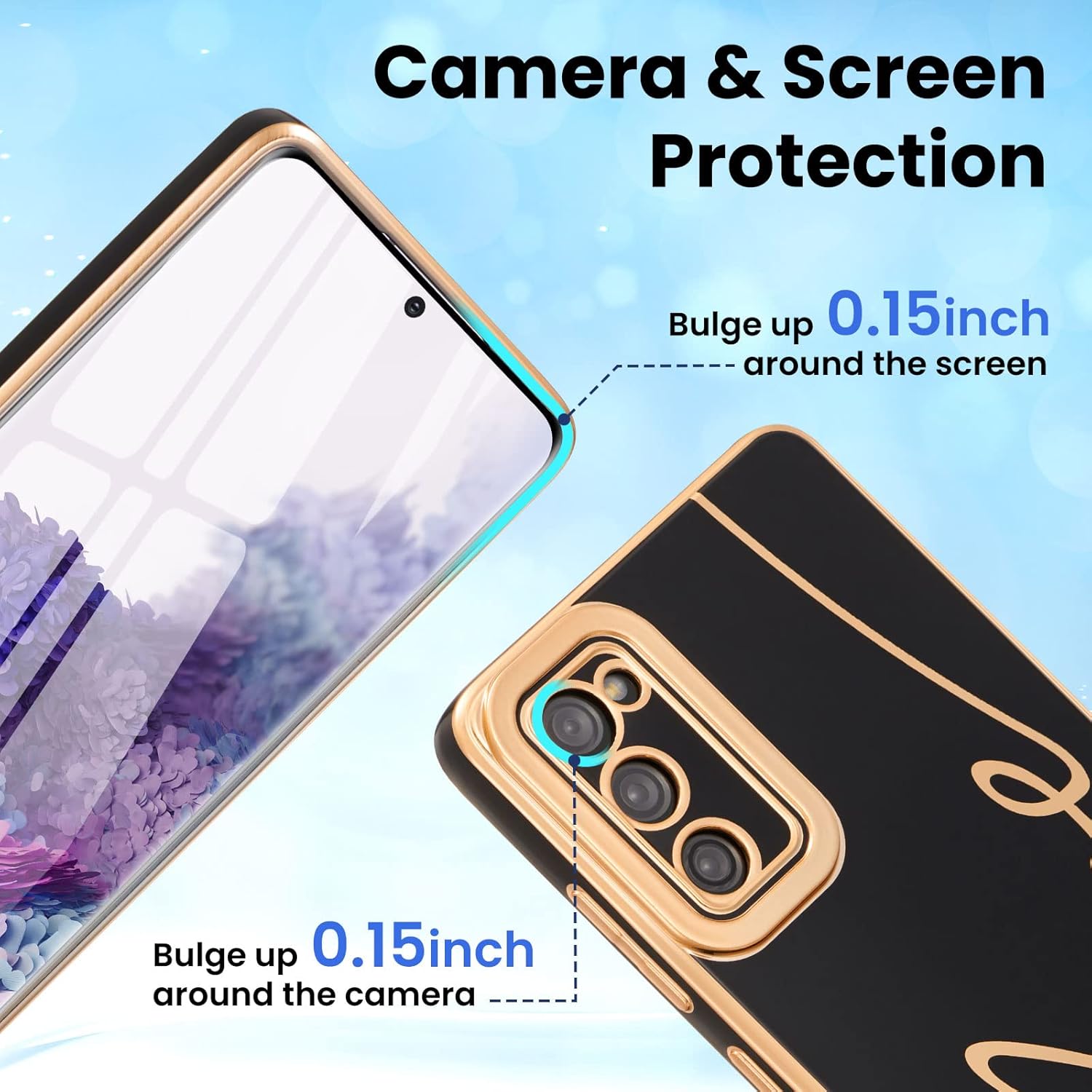 RALEAVO Funda para Samsung Galaxy S20 FE 5G, funda de lujo chapada en forma de corazón, funda delgada y suave de TPU a prueba de golpes, con