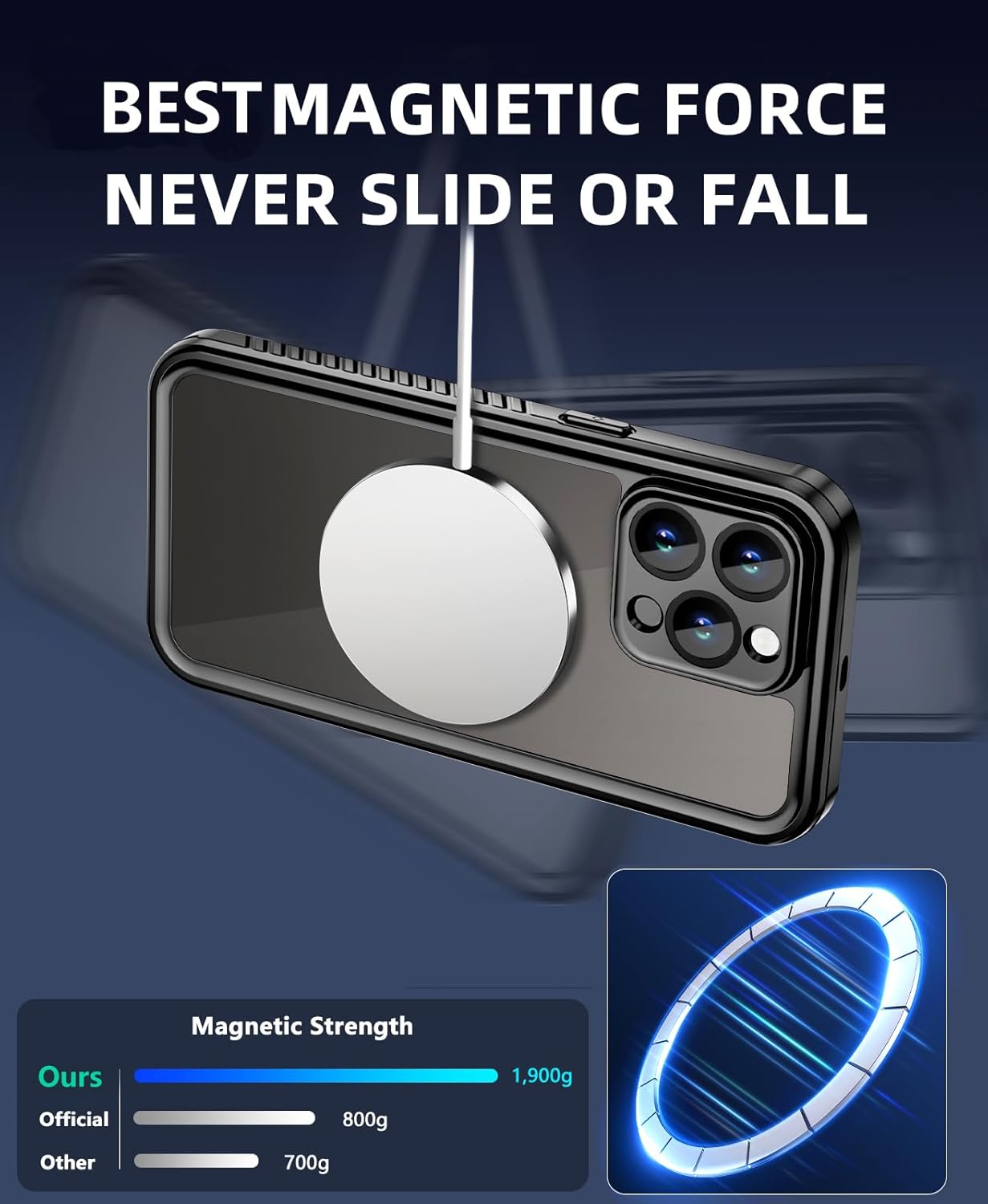 Unitedtime – Funda magnética para iPhone 14 Pro, impermeable, con protector de pantalla integrado, compatible con MagSafe a prueba de golpes, a
