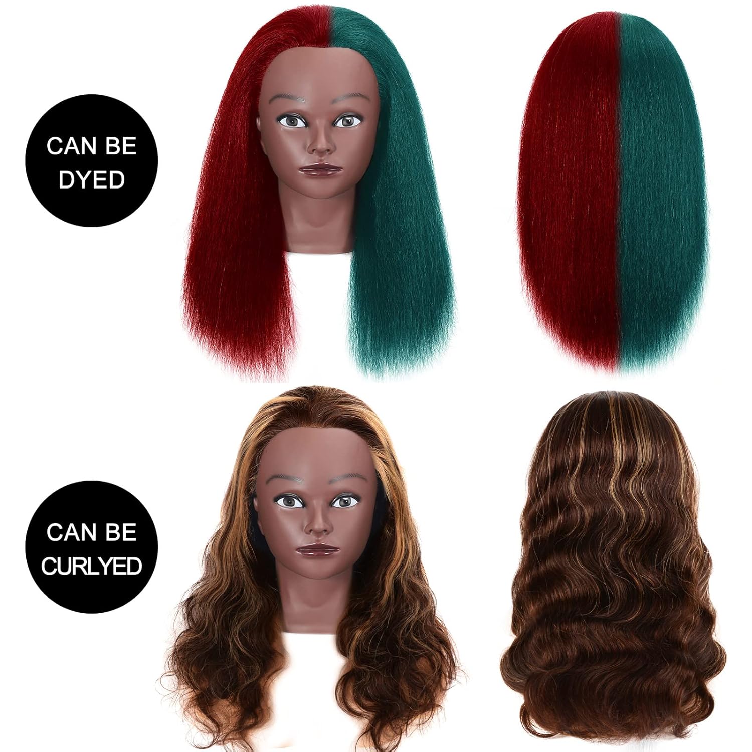 Maniquí de cabello 100% real, cabeza de entrenamiento, maniquí de cosmetología, cabeza de muñeca para peluquería, práctica de peluquería, trenzado,
