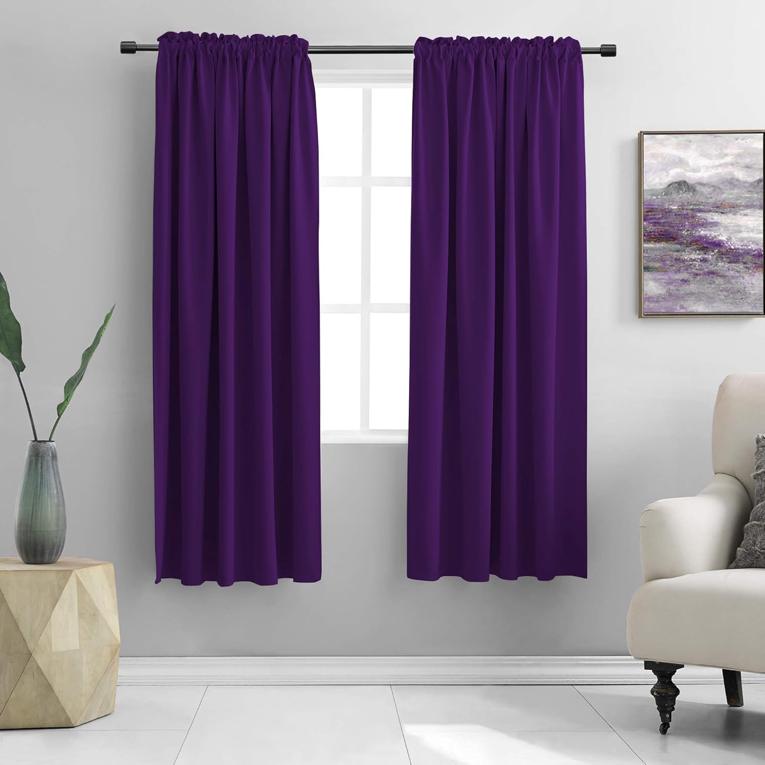Cortinas Donren opacas, para ventanas de 2 paneles, bolsillo para el cortinero