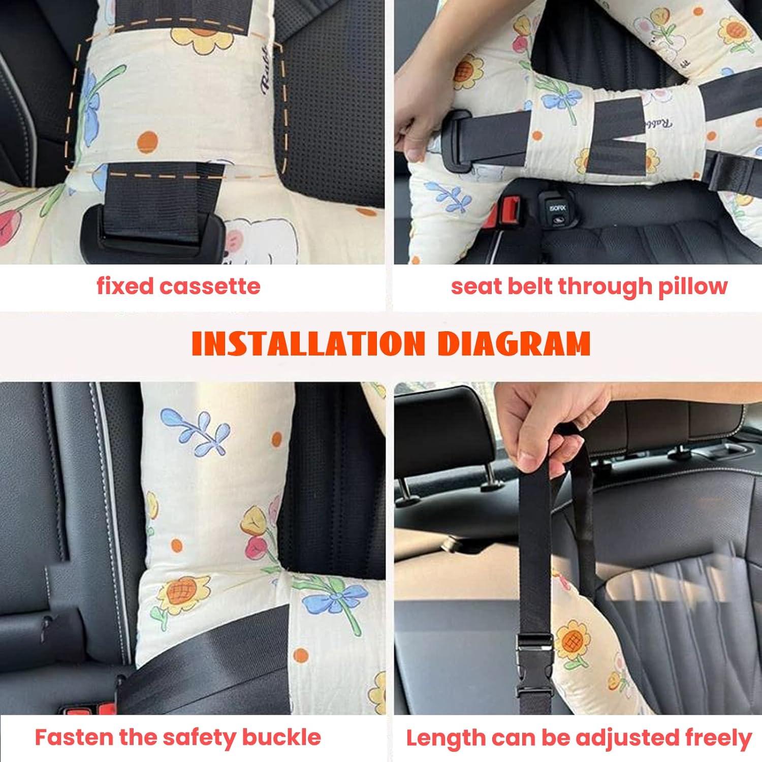 Soporte para la cabeza del coche en forma de H, almohada de viaje de coche de 28 x 22 pulgadas con reposacabezas para niños y adultos para cabeza,