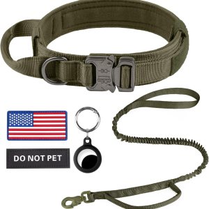 VORCIK – Juego de collar y correa táctica para perro, collar ajustable de nailon para perro con asa y hebilla de metal resistente para perros VORCIK – Juego de collar y correa táctica para perro, collar ajustable de nailon para perro con asa y hebilla de metal resistente para perros