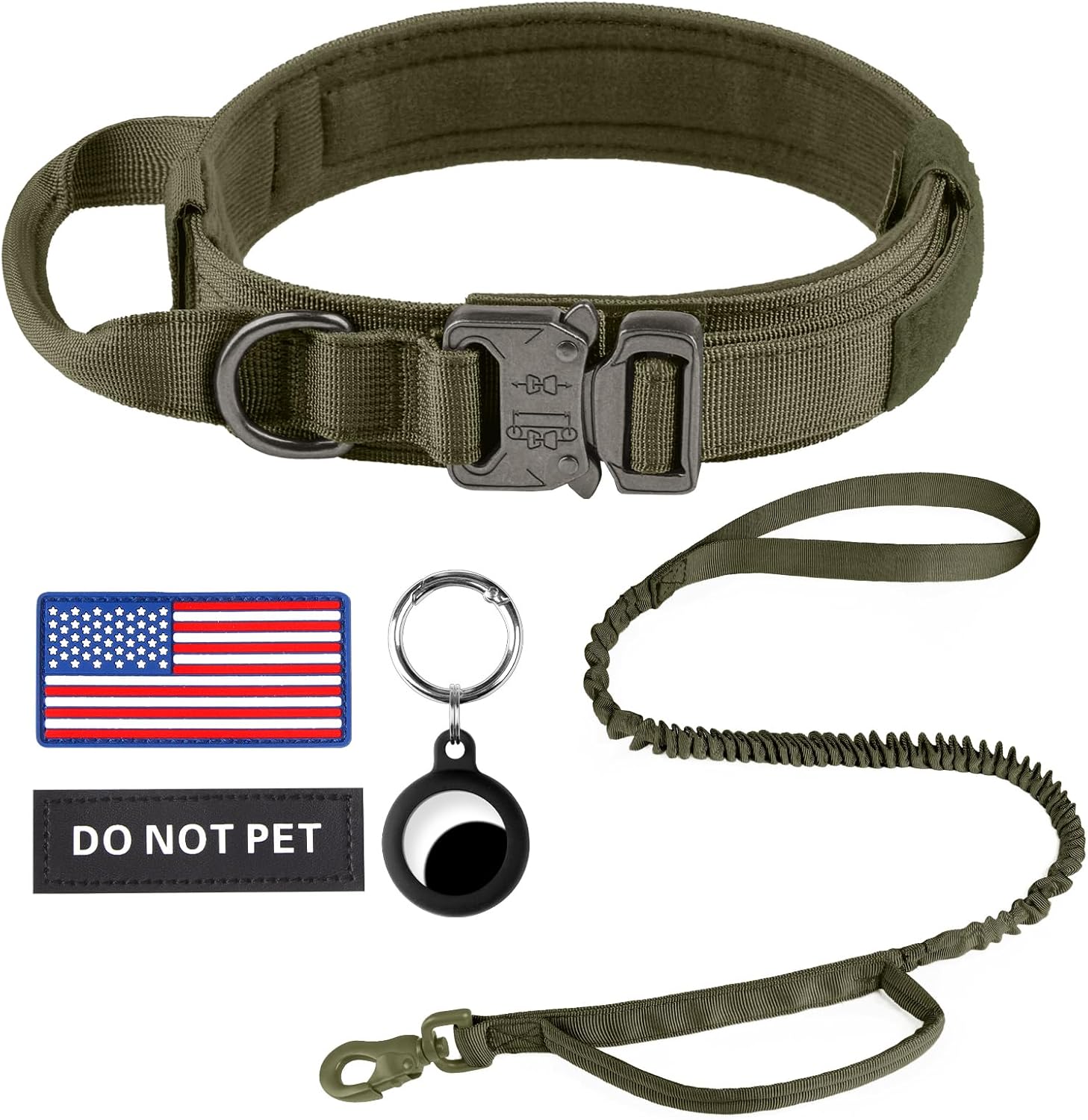 VORCIK – Juego de collar y correa táctica para perro, collar ajustable de nailon para perro con asa y hebilla de metal resistente para perros
