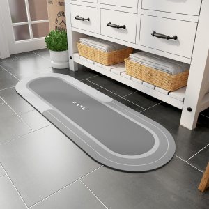 MontVoo Alfombra de baño larga para baño, antideslizante, absorbente, de secado rápido, delgada, alfombra de baño con parte trasera de goma, MontVoo Alfombra de baño larga para baño, antideslizante, absorbente, de secado rápido, delgada, alfombra de baño con parte trasera de goma,