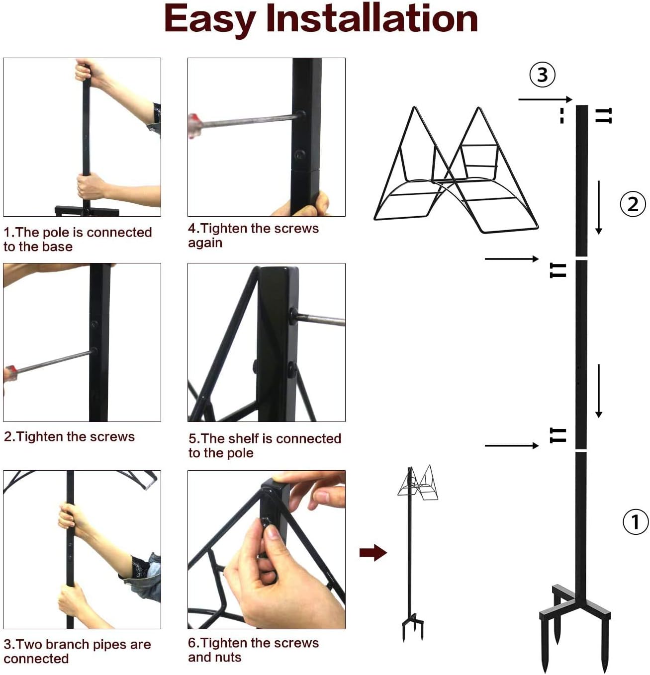 Soporte para manguera de jardín, soporte de manguera de agua de metal de pie, resistente, flexible, organizador de almacenamiento para césped y patio