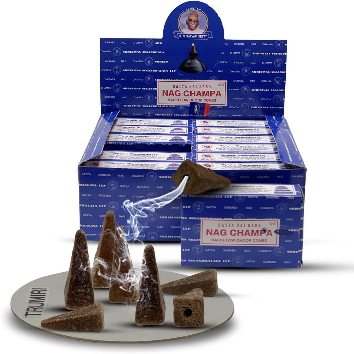 Nag Champa – Conos de incienso de reflujo para cascada, fuente de humo aromático, paquete de 12